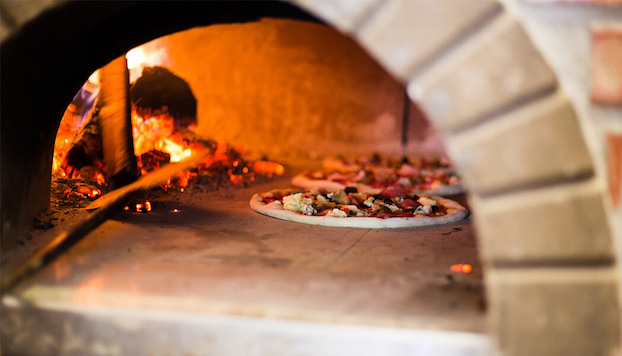 pizza oven with fire