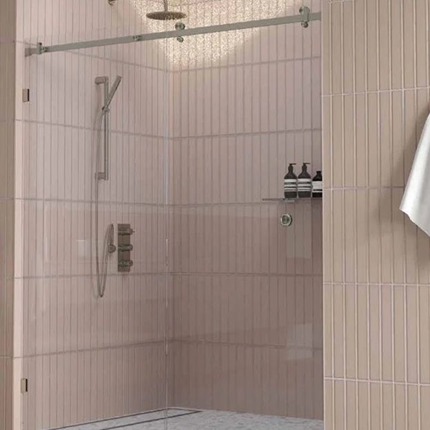 Brushed Nickel 10mm Frameless Sliding Shower Screen, Highest Quality, Up to 1940mm wide - Bracket Fit